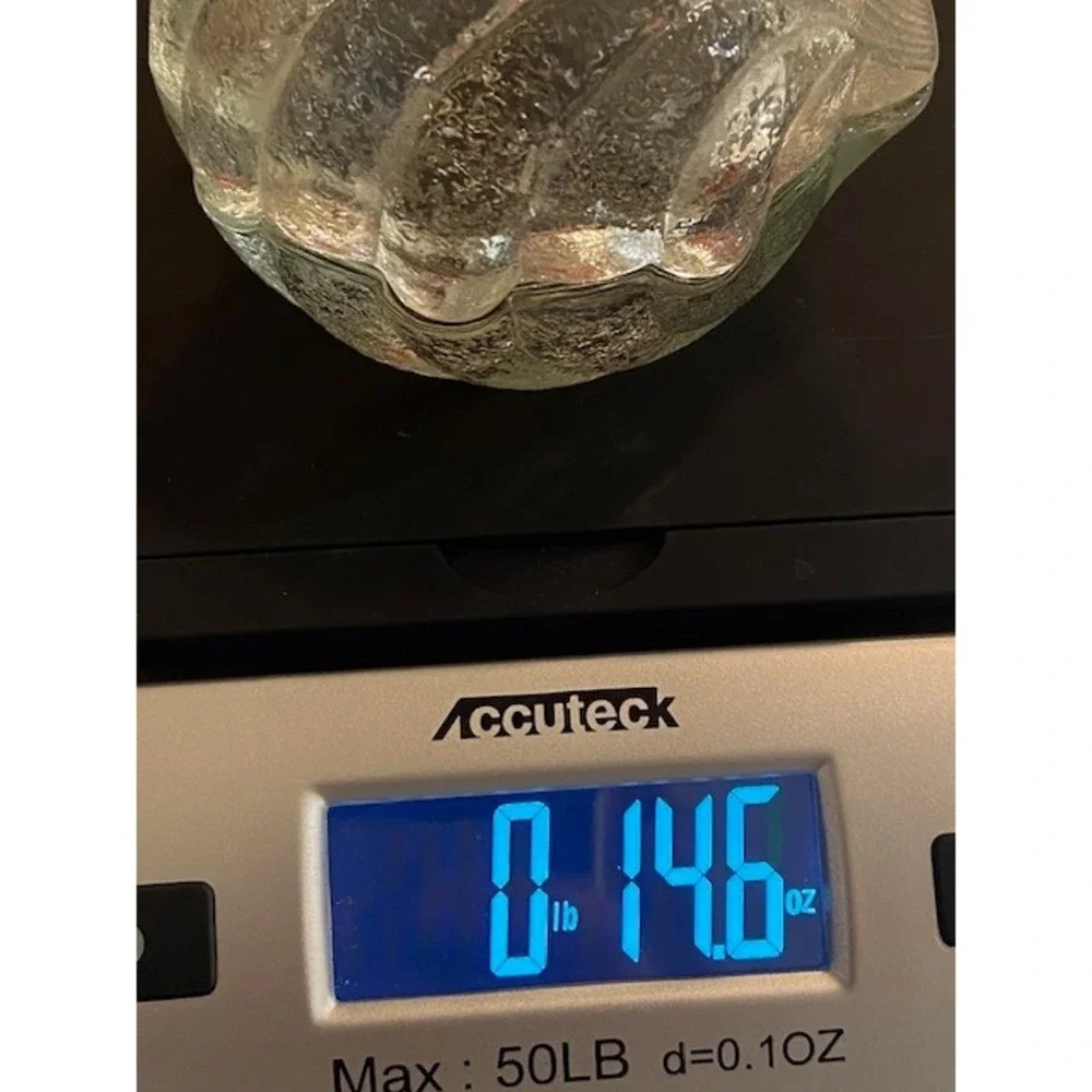 Vintage Clear Textured Glass Clamshell Trinket Dish Lidded Jewelry Box Nautical